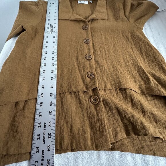 Habitat Womens Button-Front Textured Swing Jacket Small Brown Lightweight Casual - Picture 8 of 8